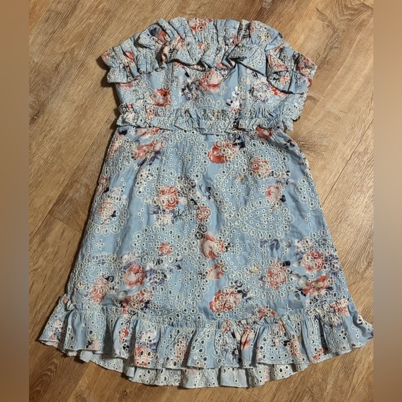Frill Seeker Eyelet Embroidery TieBack Dress Floral Print  M flawed **2 for 20** - Picture 15 of 16